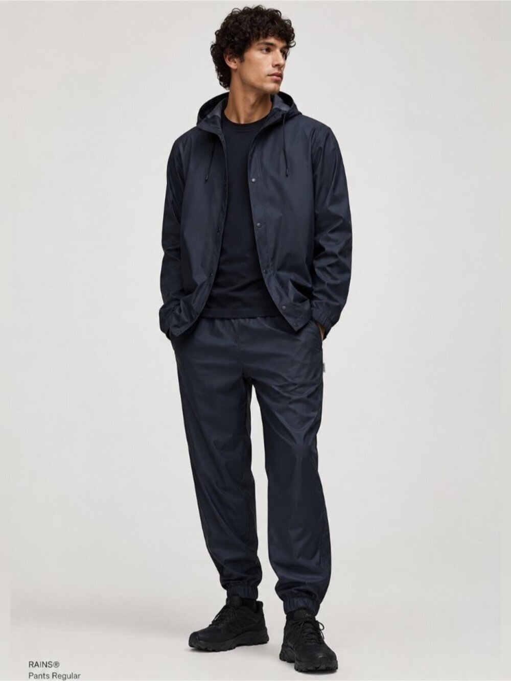 Rains Men’s Waterproof Drawstring Rain Pants Navy XS Matte Shell